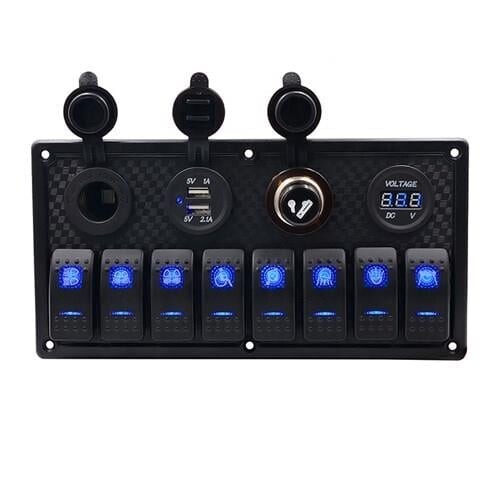 Bfy Switch Panel 8'li + Usb + Çakmaklık + Çakmak + Voltmetre - 2