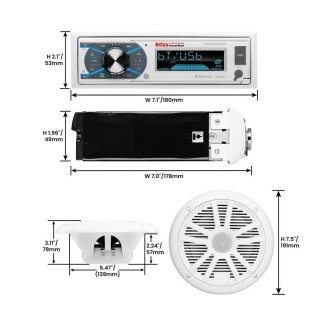 Boss MCK632WB.6 Bluetooth'lu Hoparlörlü Marin Müzik Sistemi - 2